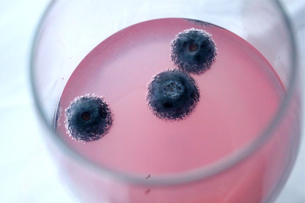 pink, white, and blueberries